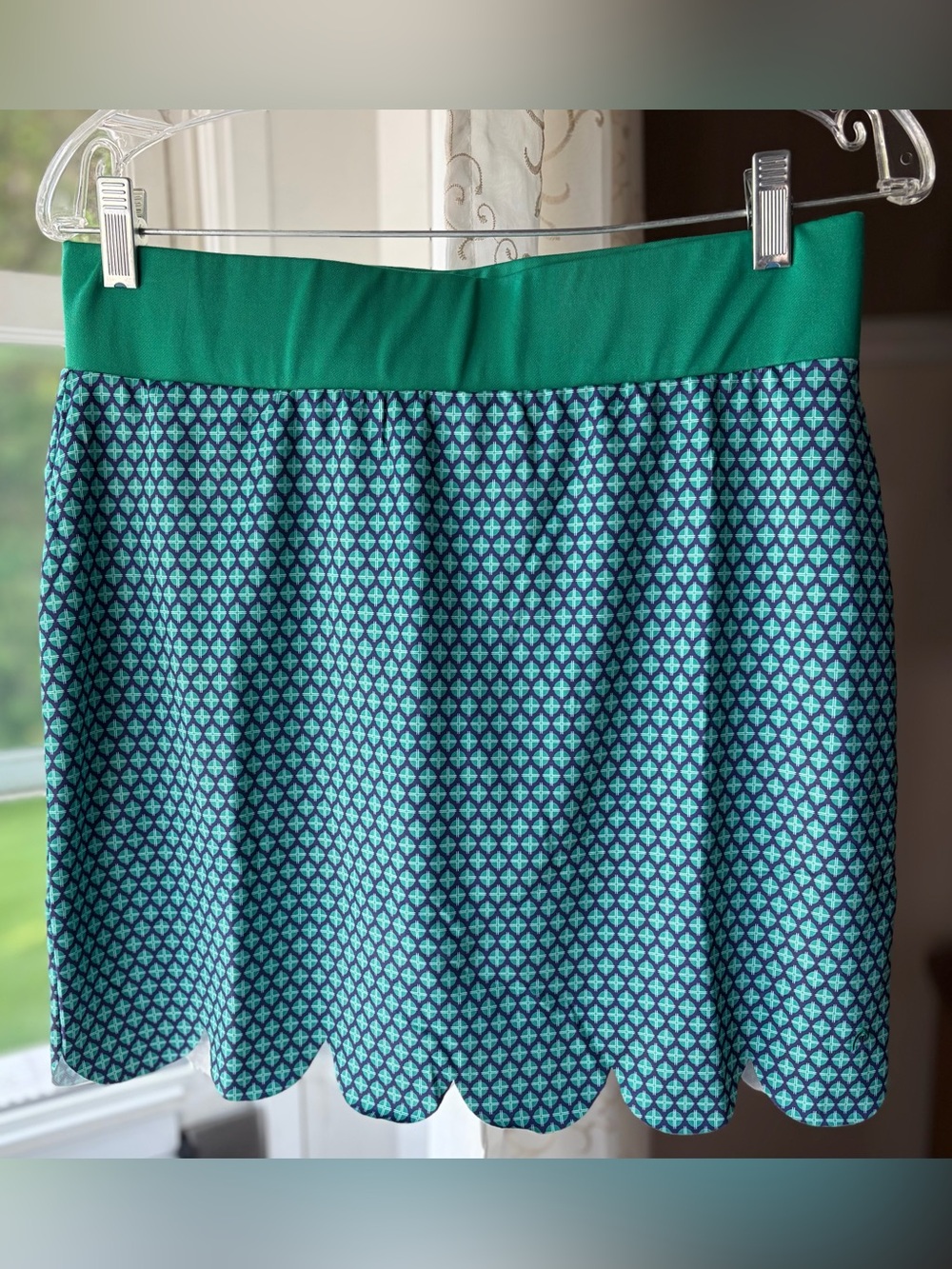 Head Golf Green Patterned Scallop-Hem Women's Skort Athleisure Preppy EUC Sz M
